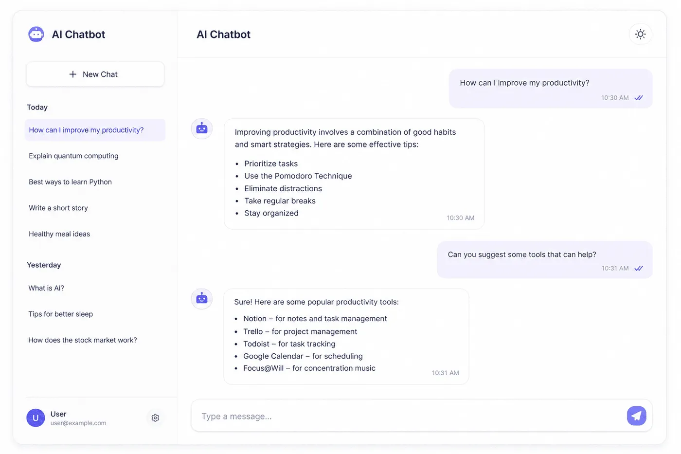 AI Chatbot Application project preview